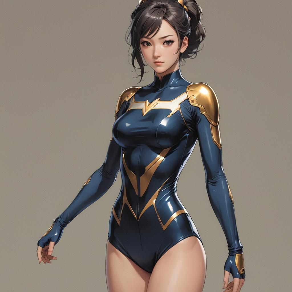 Anime Style Woman in Leotard: Cel-Shaded Manga Scan