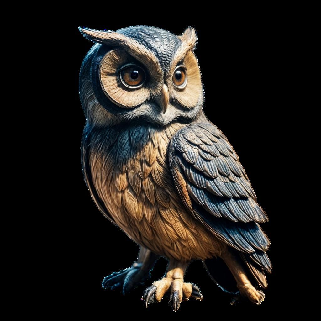 Wooden Owl on Stone: Cinematic Film Still