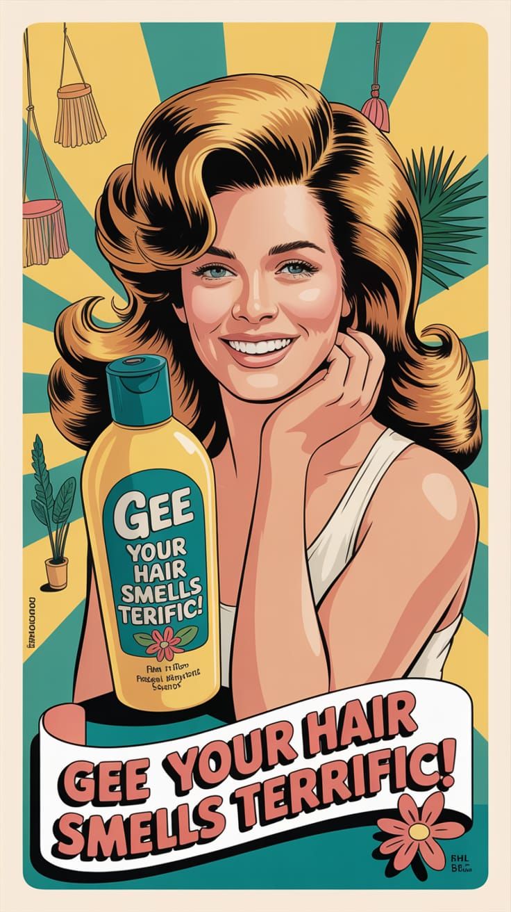 Retro Illustrations - 1970s ad for (Gee, Your Hair Smells Te...