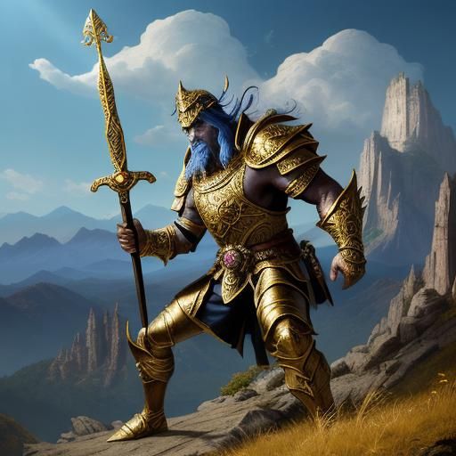 Victorious Battle Priest on Mountain Peak