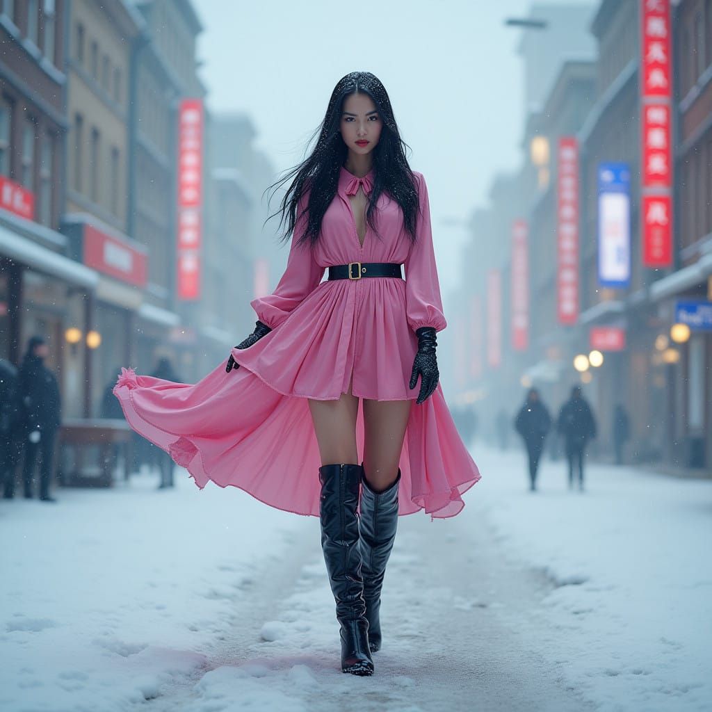 Lucy Liu in Snowy Ashgabat Fantasy Scene