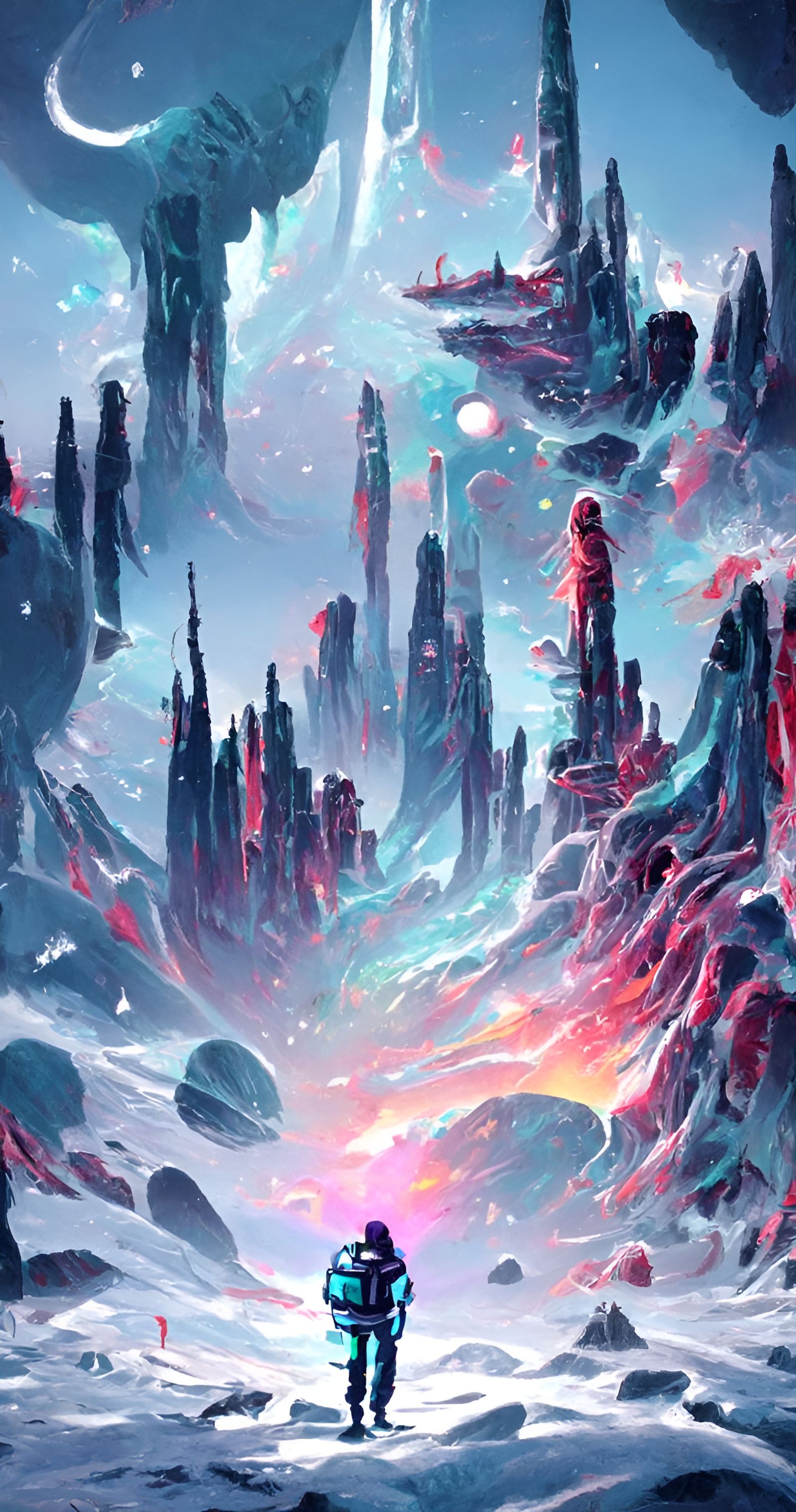 Cosmic Crystal Landscape by Dan Mumford: Dreamlike Painting