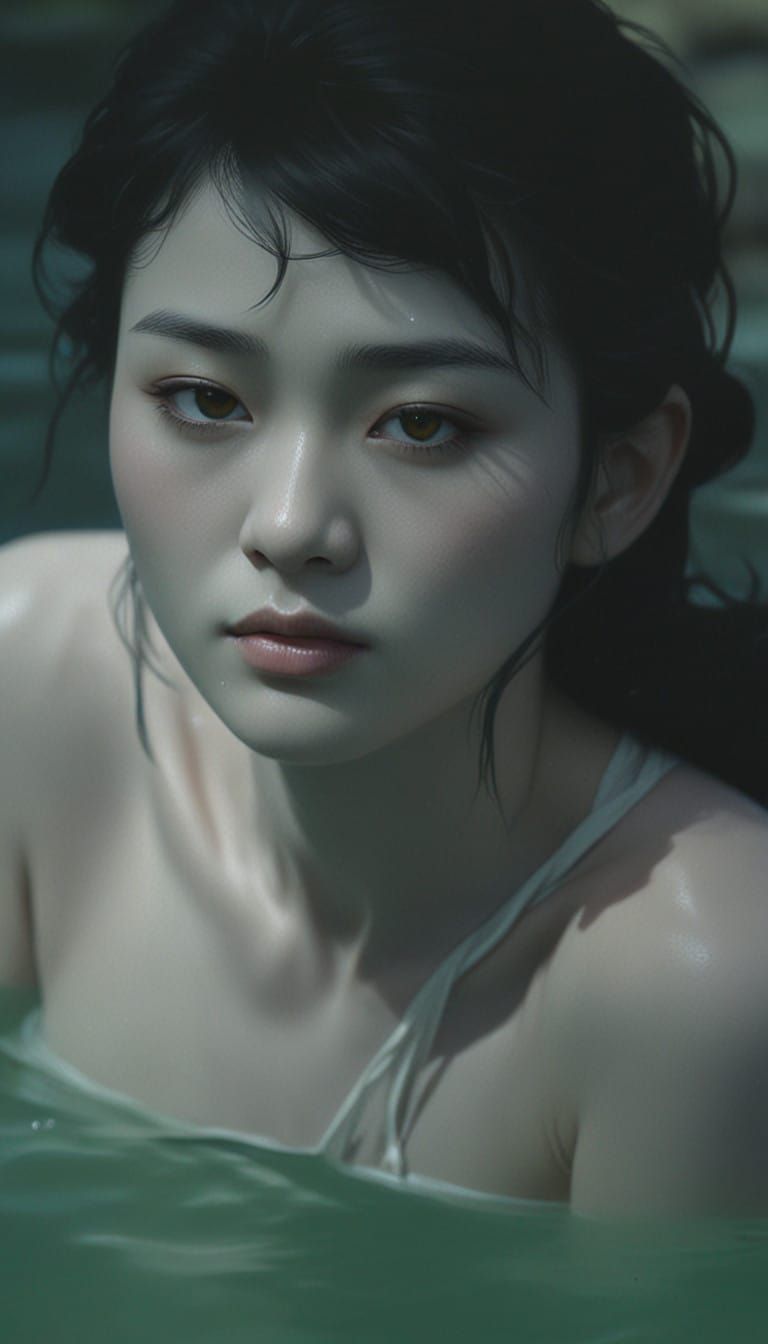 Serene Strait Landscape in Vibrant Tetradic Colors