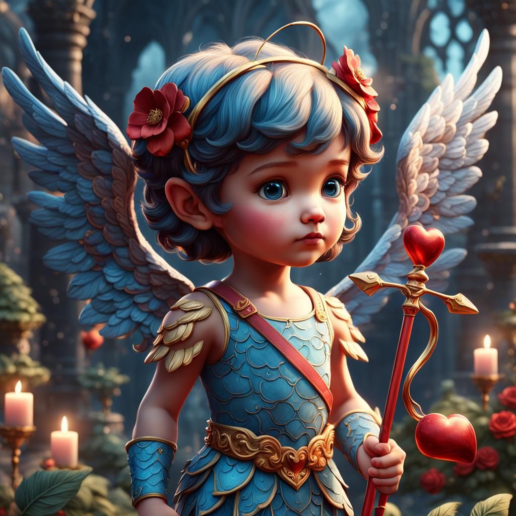 Cute Cupid in Detailed Fantasy Concept Art