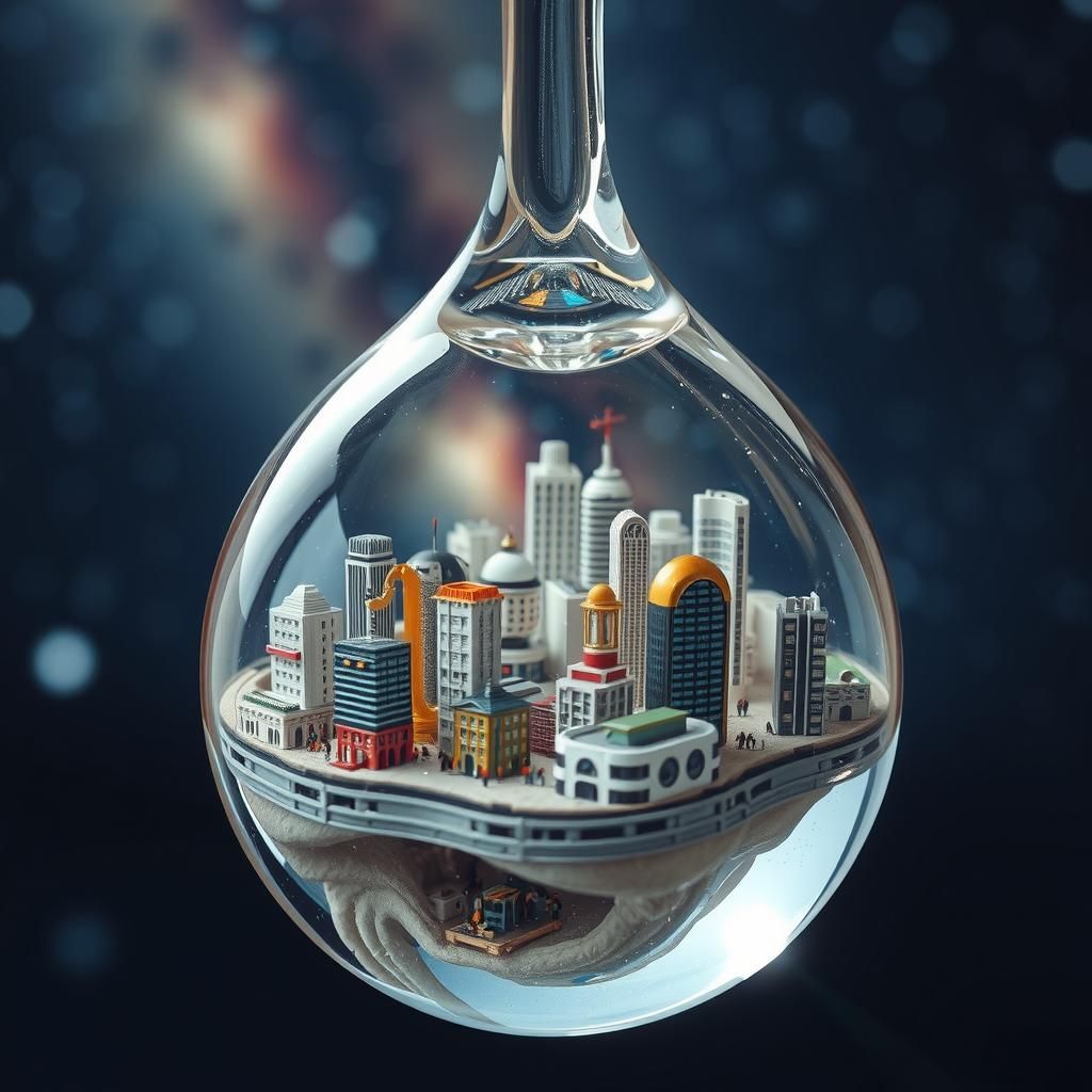 Futuristic City Inside a Water Droplet