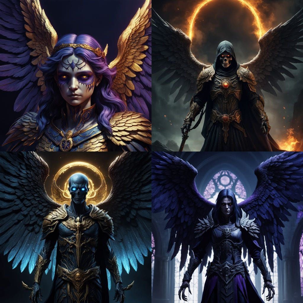 Fantastical Angel of Death Concept Art in Deep, Intricate De...