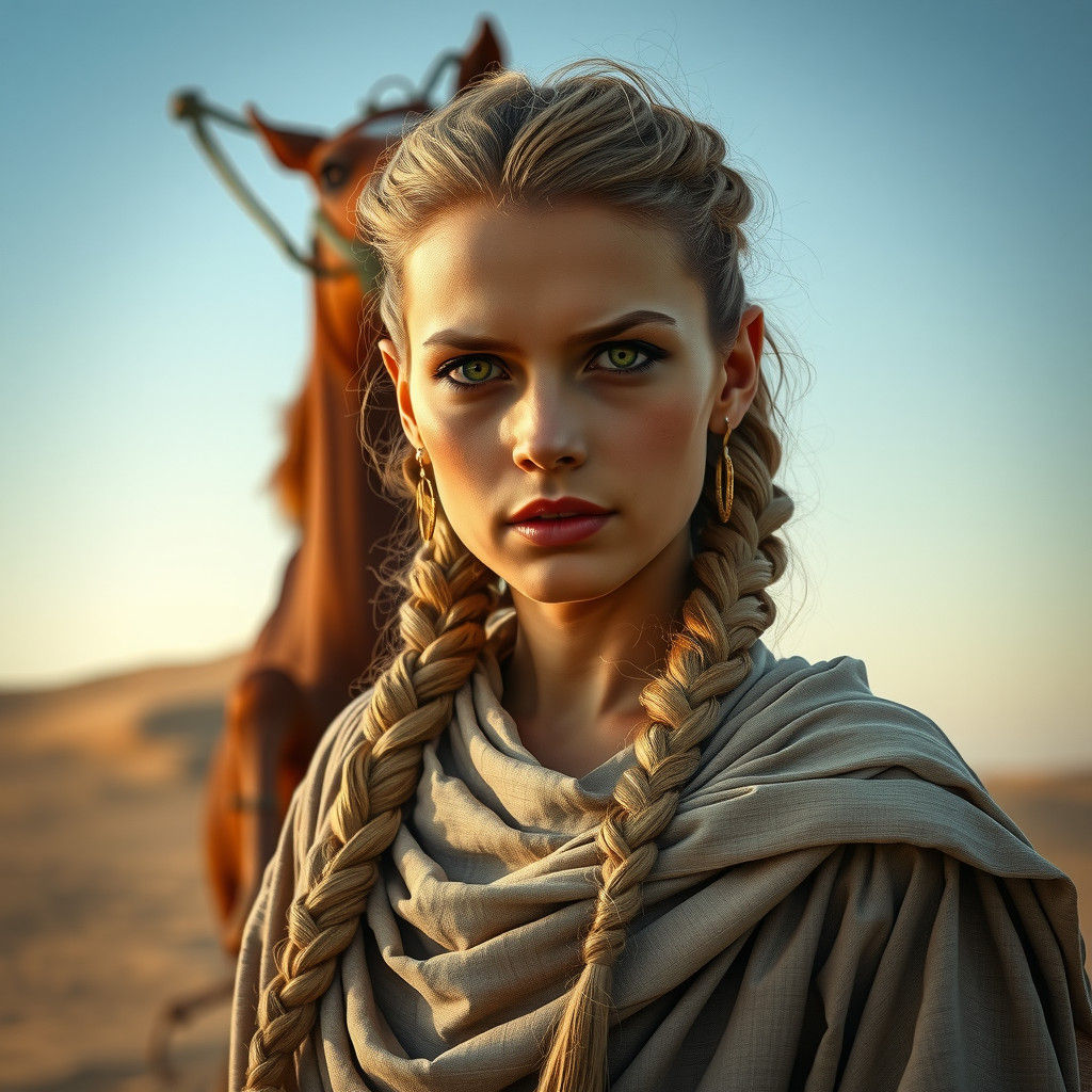 Arabic Woman and Horse at Night in Fantasy Art