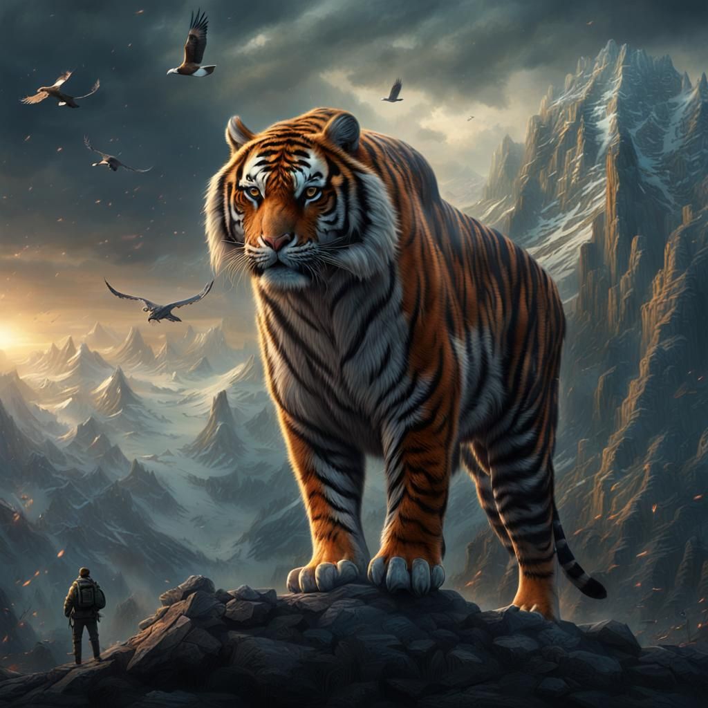 Majestic Tiger Eagle in Cinematic Digital Art