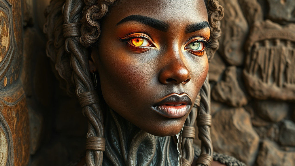 Surreal Maximalist Portrait with Celestial Elements
