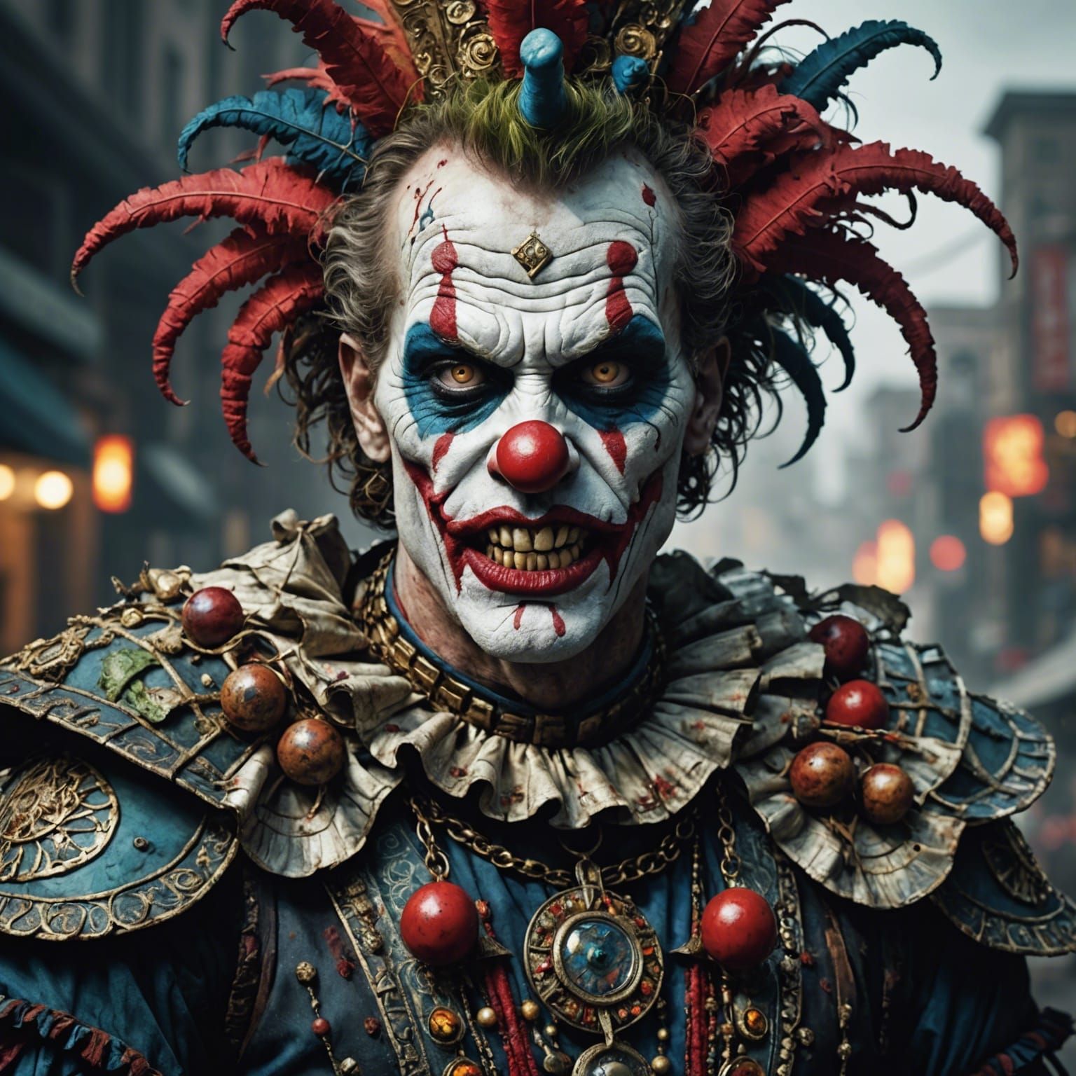 Zombie Clown in Voodoo Makeup: Photorealistic Digital Art