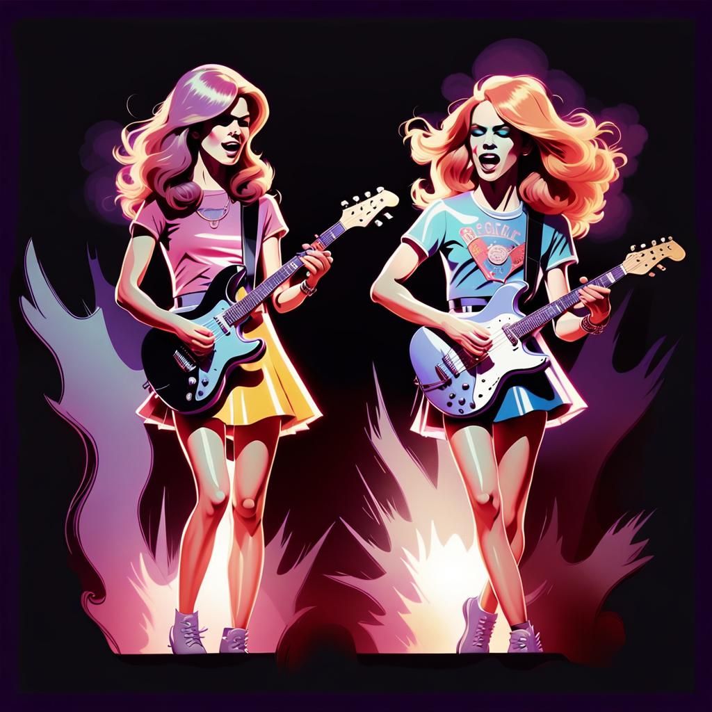 Betty and Veronica as Pop Art Metal Rockstars