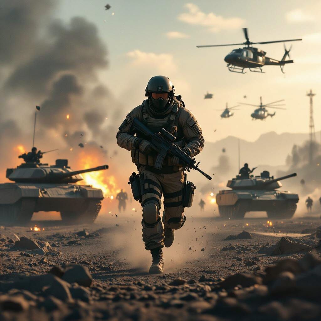 Soldier on Battlefield Inspired by Call of Duty