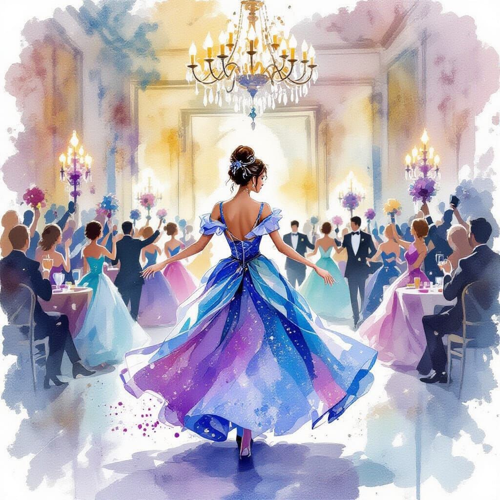 Baroque Ball in Watercolor Alcohol Ink Style