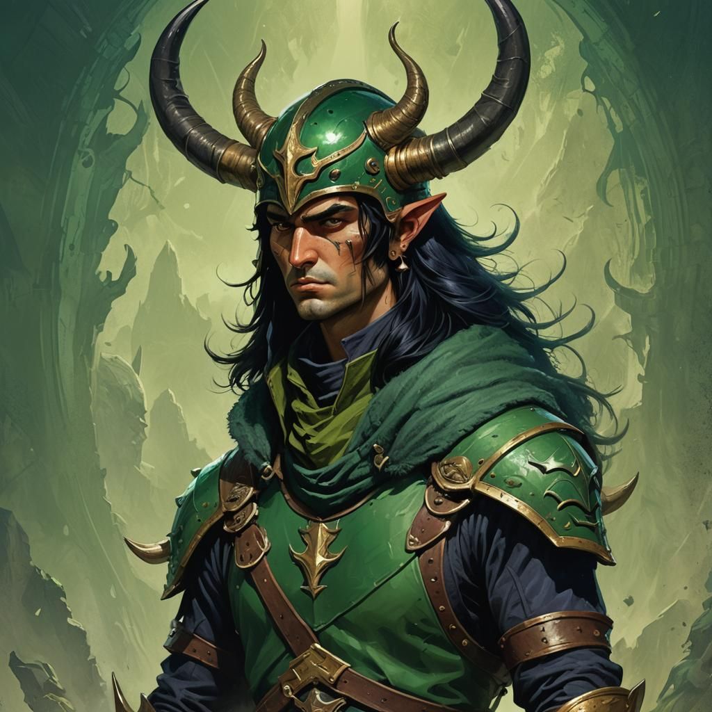Trickster in Horned Helmet: Dark Fantasy Concept Art