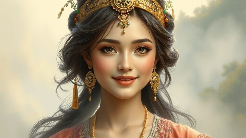 Eastern Woman in Ethereal Fantasy Headpiece