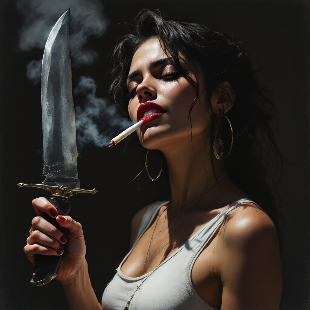 Moroccan-Argentinian Warrior in Dark Fantasy Watercolour