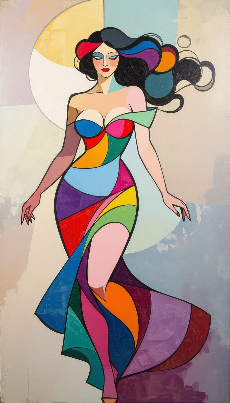 Voluptuous Figure in Abstract Expressionism Style