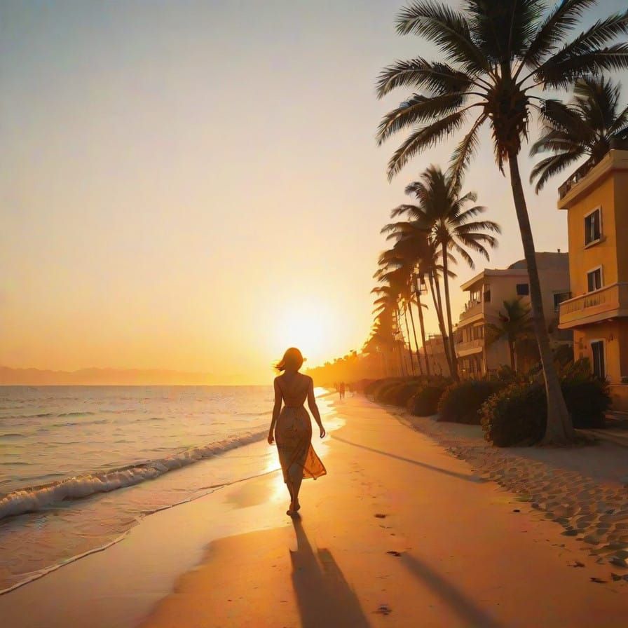 Golden Hour Sunset Walk on the Coast