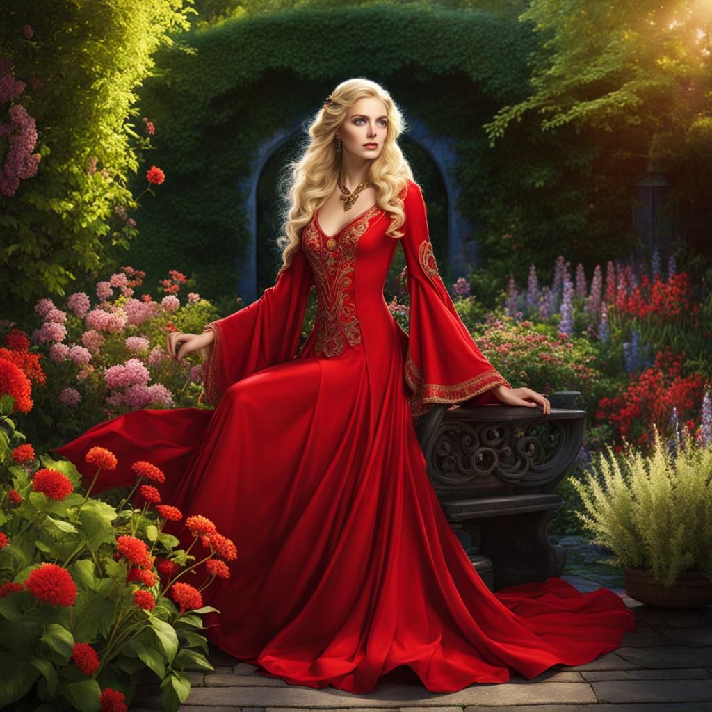 Radiant Wizard in a Magical Fantasy Garden