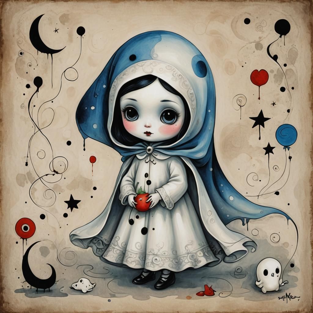 Cute Ghost in Miró and Becket-Griffith Style