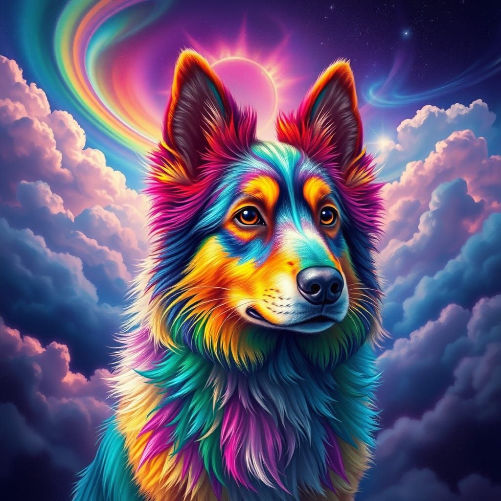Vibrant Canine in a Fantastical Realm