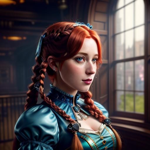 Redhead Steampunk Princess Portrait in 8K Resolution