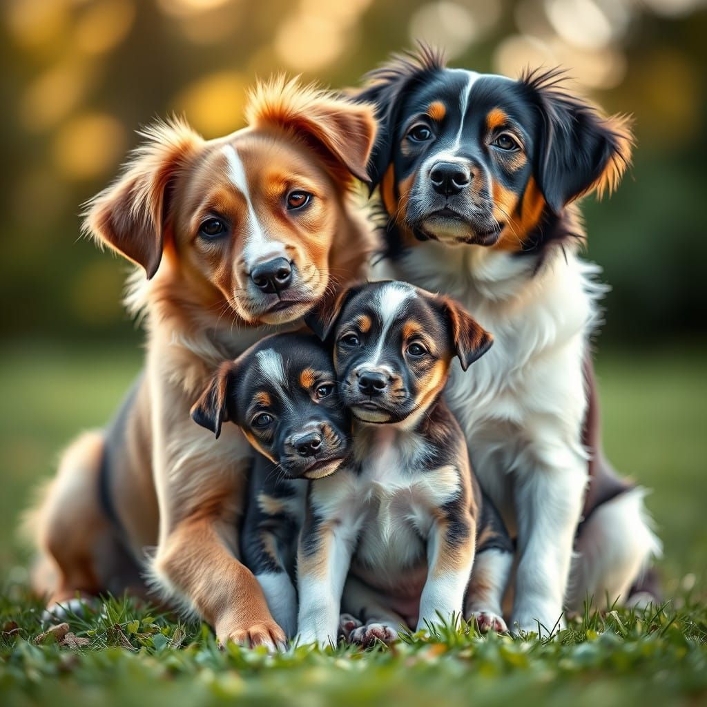 Amorous Canine Couples Basking in Warm Light