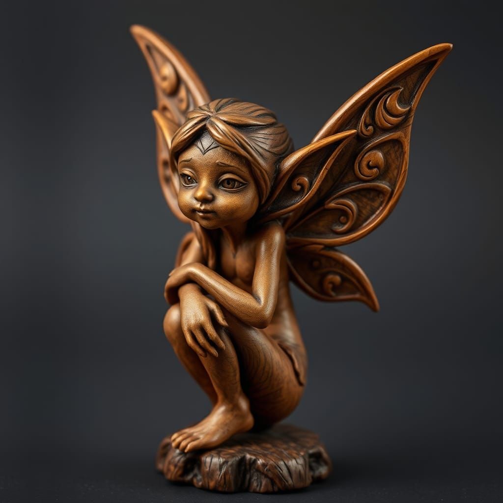 Mahogany Fairy Elf Figurine in Brian Froud Style