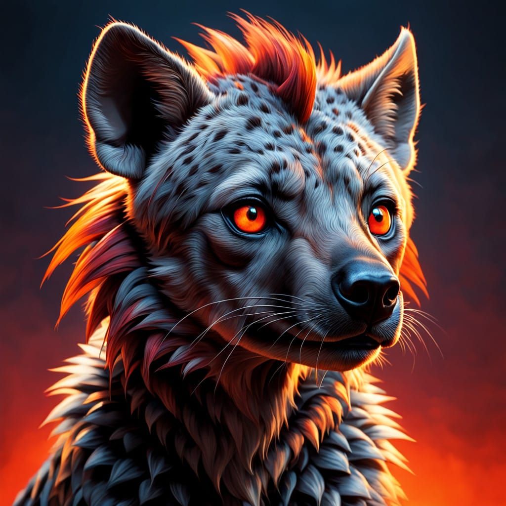 Red Haired Hyena Heroine in Vibrant Digital Art