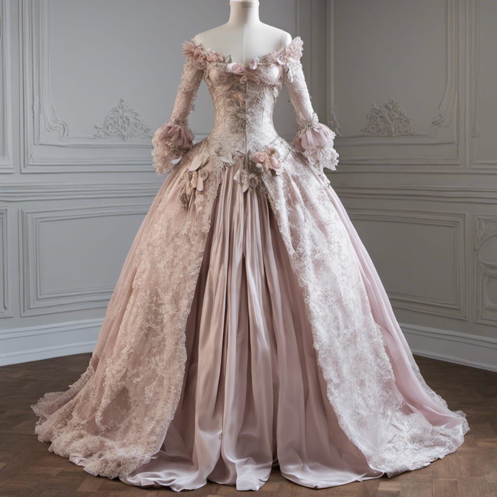 Silver Rococo Princess Dress on Display