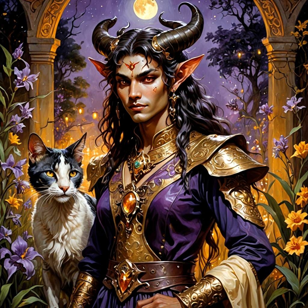 Rakshasa Tiefling Portrait in Romantic Fantasy Style
