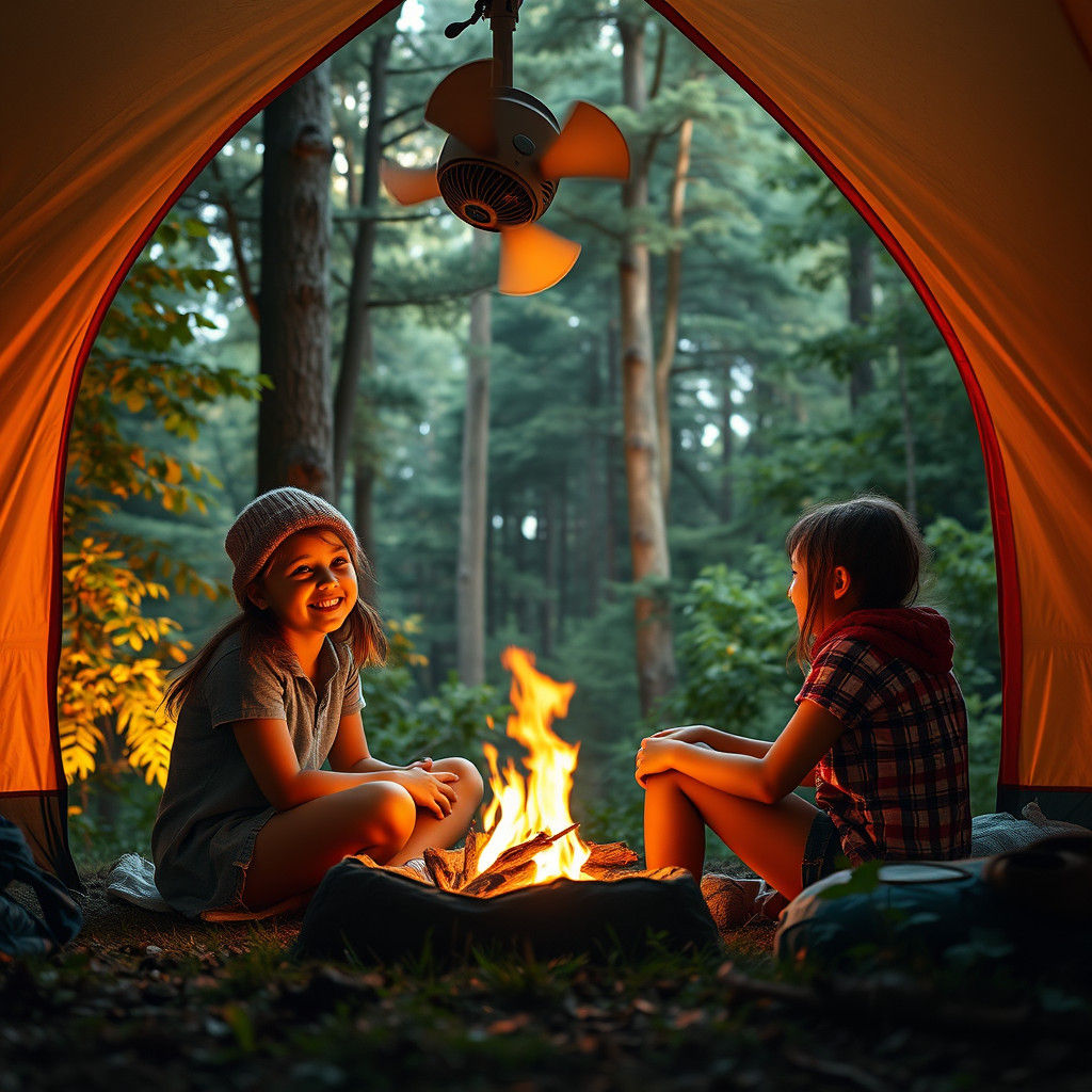 Enchanting Forest Campfire Scene in Digital Matte Painting S...