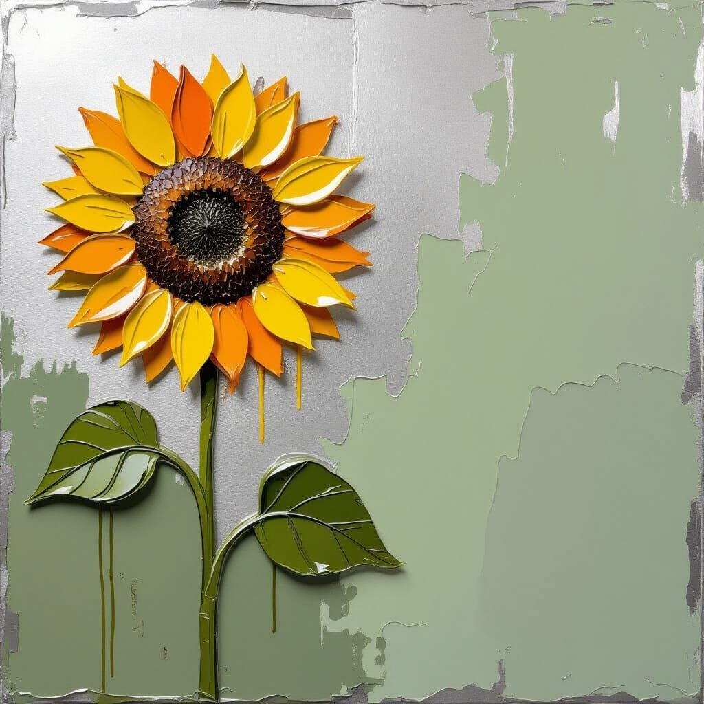An abstract expressionist, surreal Sun Flower