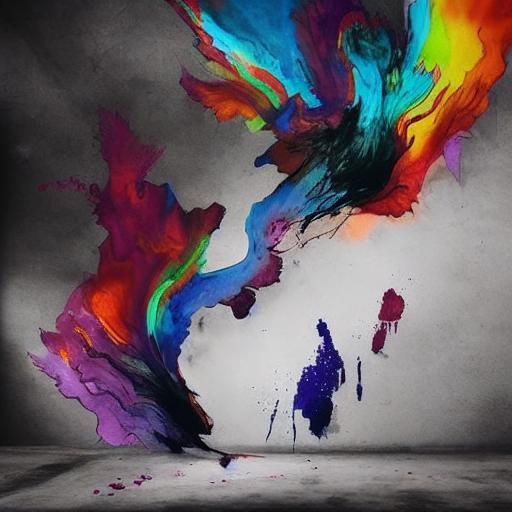 Colorful Scream Against Grey Concrete Wall