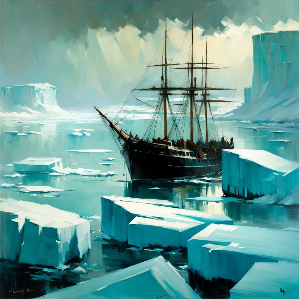 Frozen Sea in Urban Impressionism Style