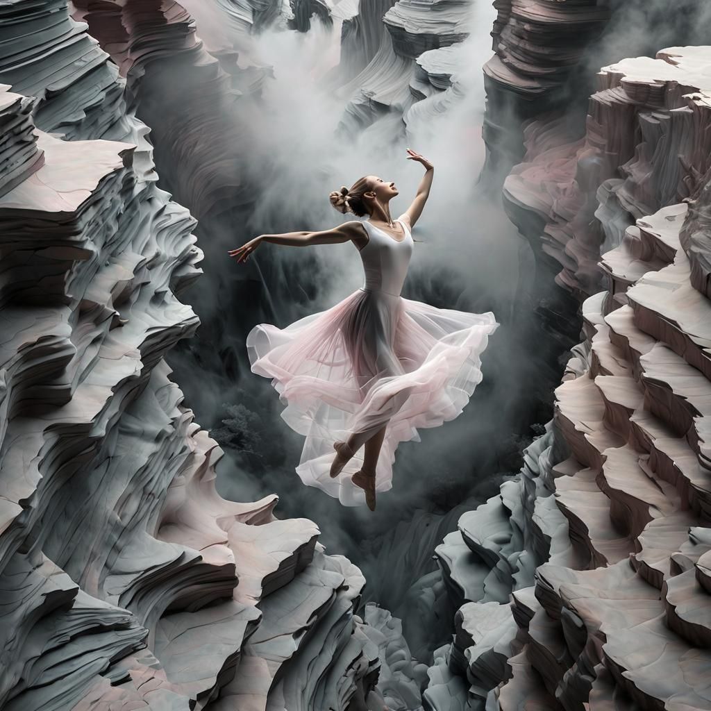 Ethereal Danseuse in Freefall: Optical Illusion