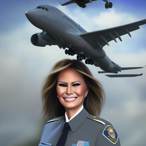 Realistic Melania Trump Portrait in Police Uniform