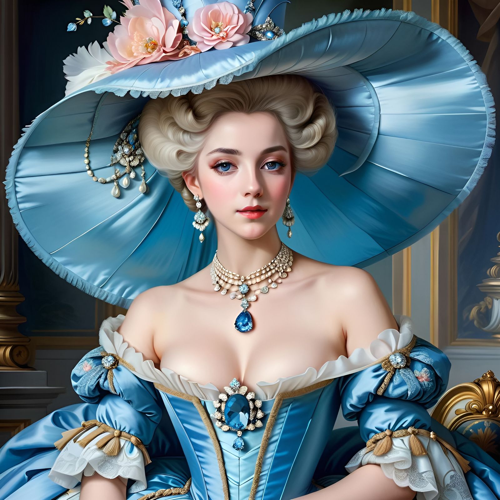 Elegant Portrait in Madame Pompadour Style