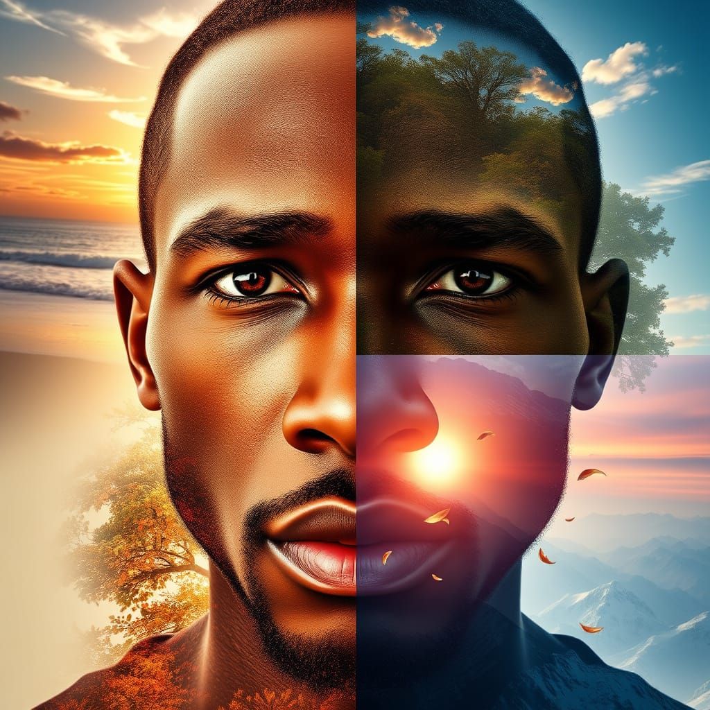 Stunning Double Exposure Portrait Collage in Hyperdetailed S...