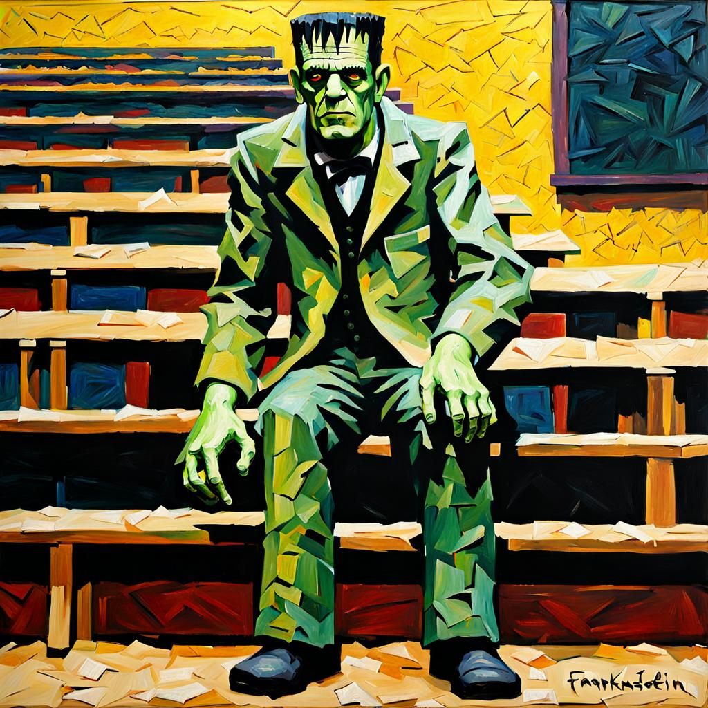 Frankenstein at High School as Impasto Painting