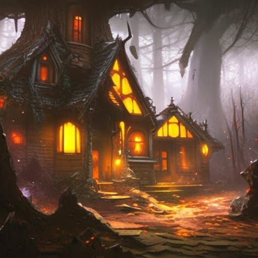 Inviting Fantasy Gnome House in Forest