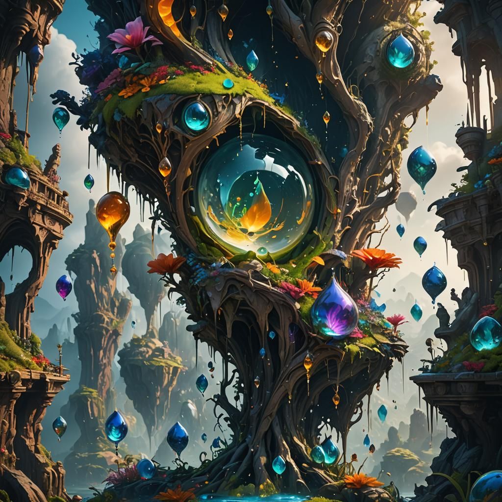 Fantastical Drop of Life in Detailed Matte Painting