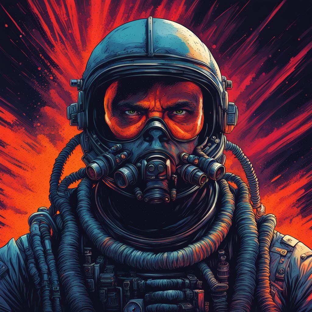 Menacing Astronaut in Neon Apocalypse
