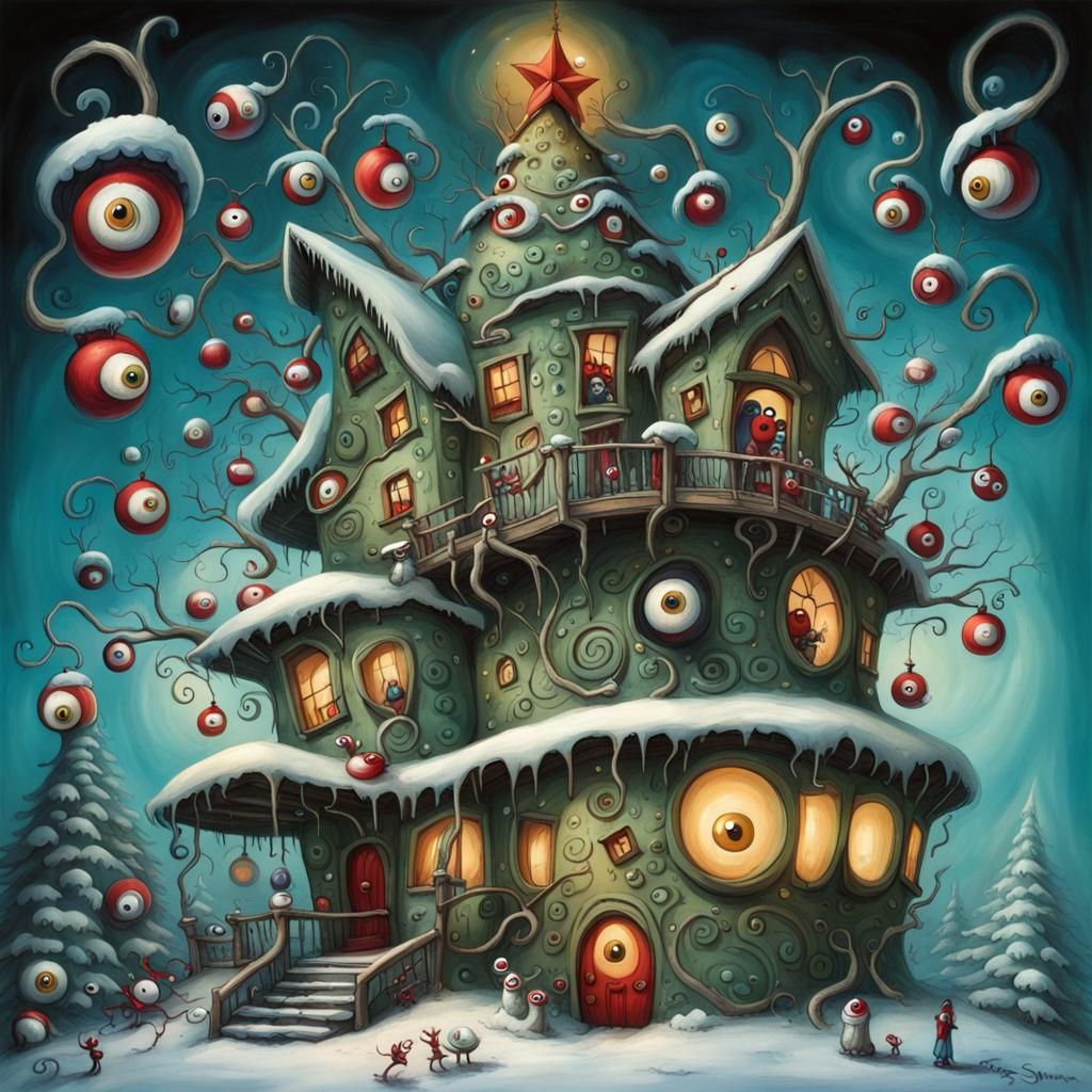 Eyeball Christmas Tree in Burtonesque Style