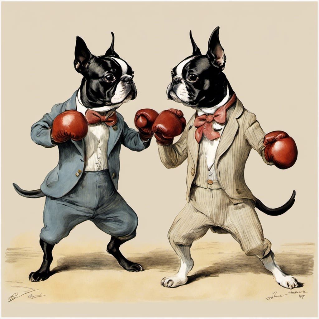 Boxing Boston Terrier