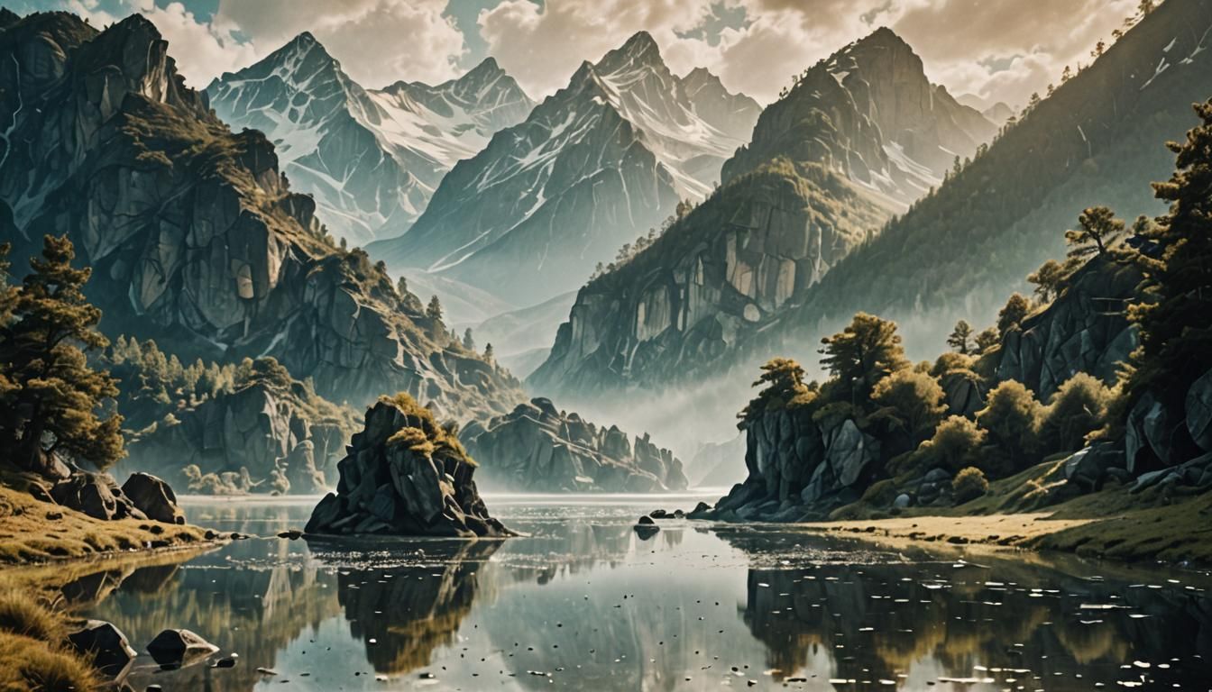 Cinematic Landscape with Rich Film Grain and Intense Colors