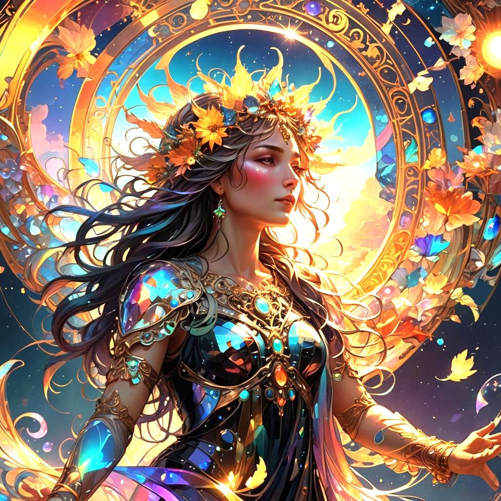 Iridescent Sky Spell in Art Nouveau Style