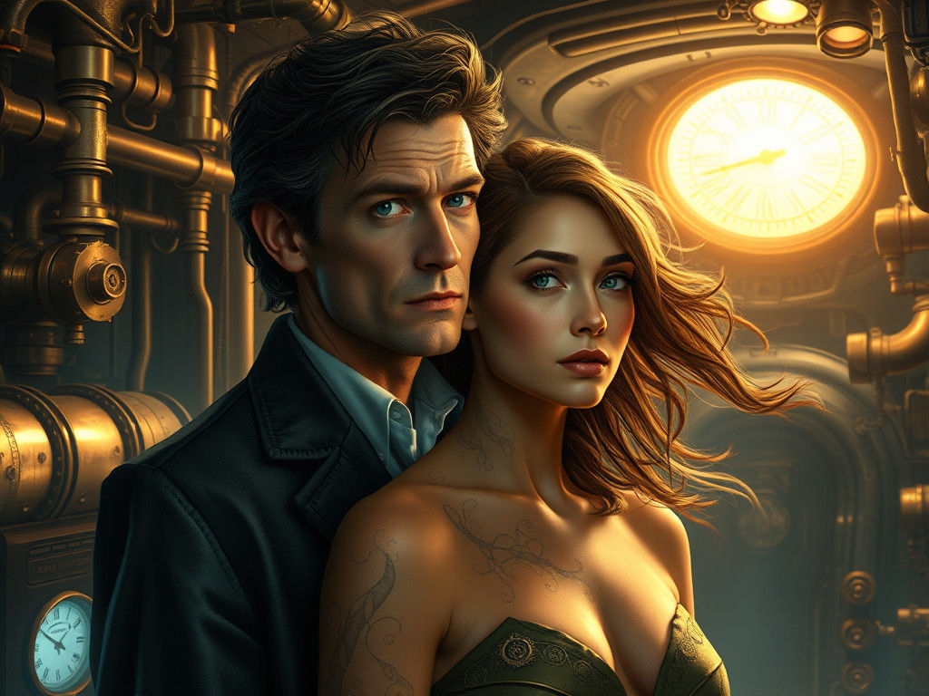 Doctor Who in Steampunk Setting with Ethereal Woman