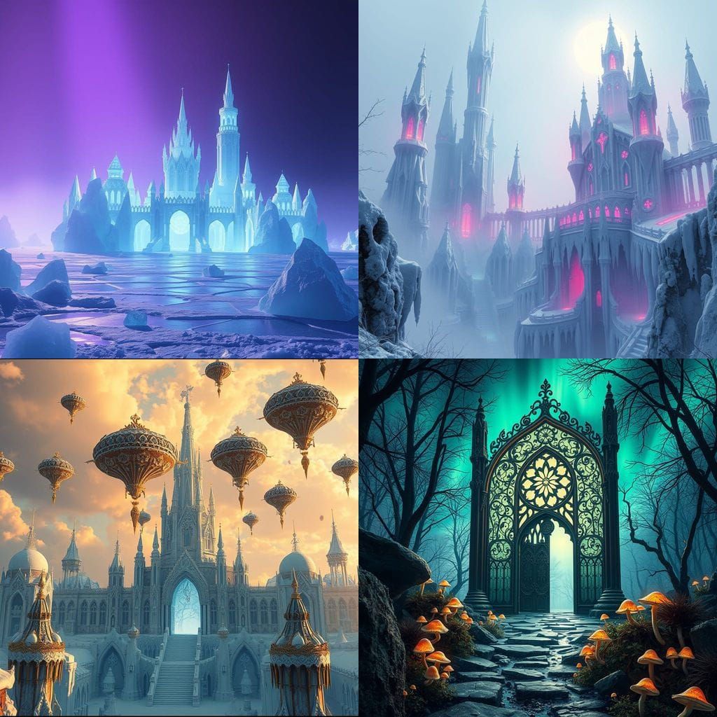 Epic Fantasy Landscape with Deep Colors and Intricate Detail