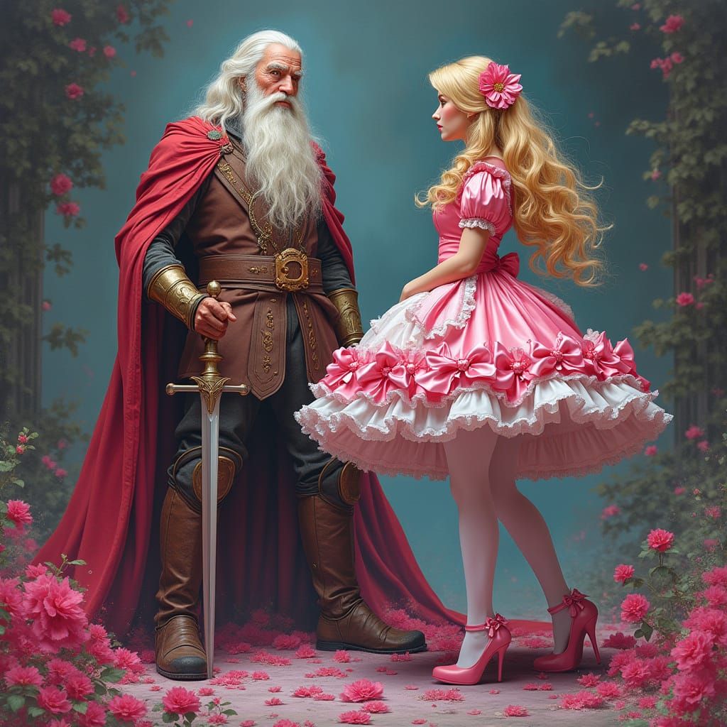 French Maid in Polychromatic Graffiti-Inspired Art